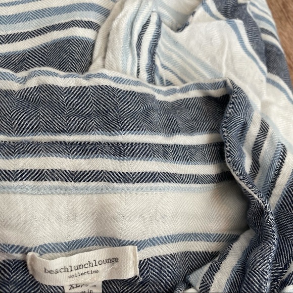 Beach Lunch Lounge Striped Button Front Top - Picture 3 of 5